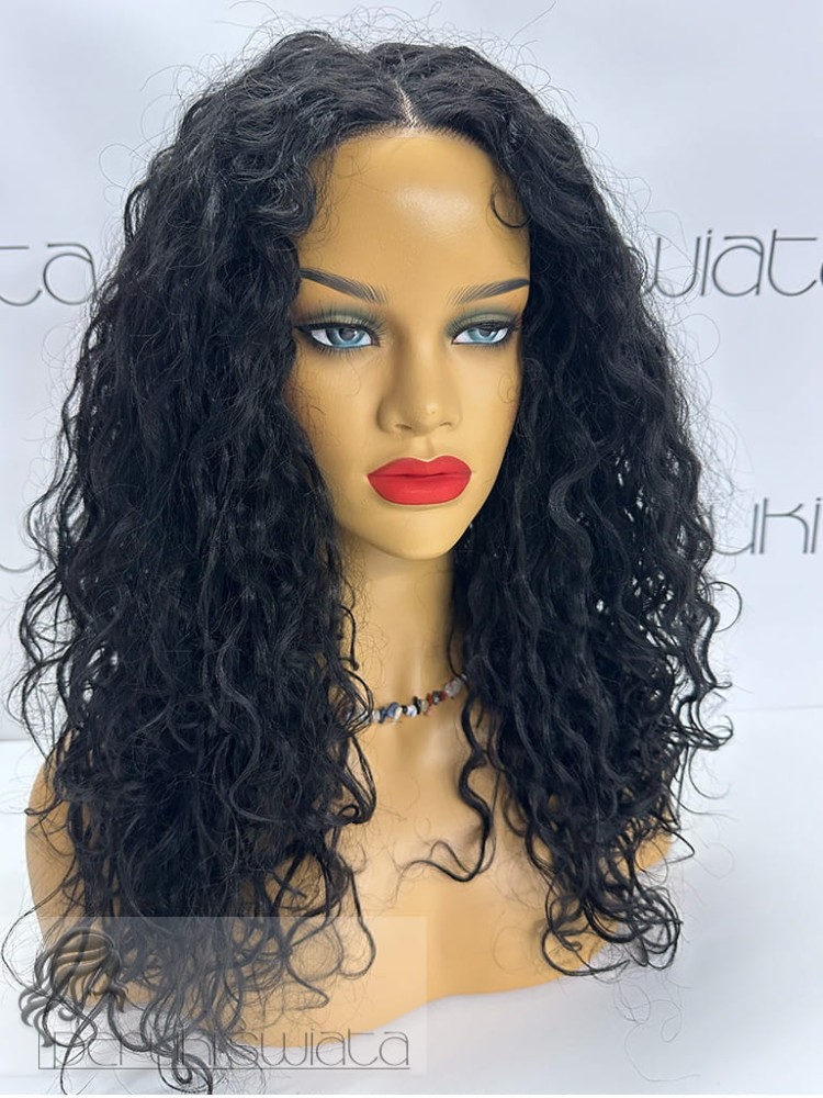 peruka long bob czarny loki