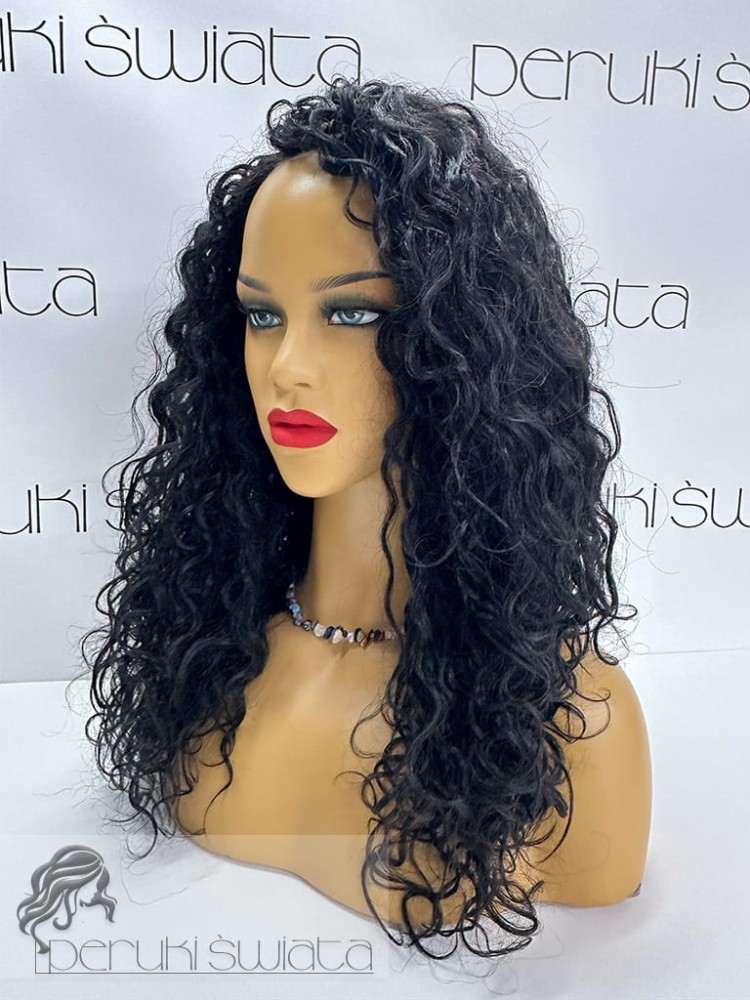 peruka long bob czarny loki