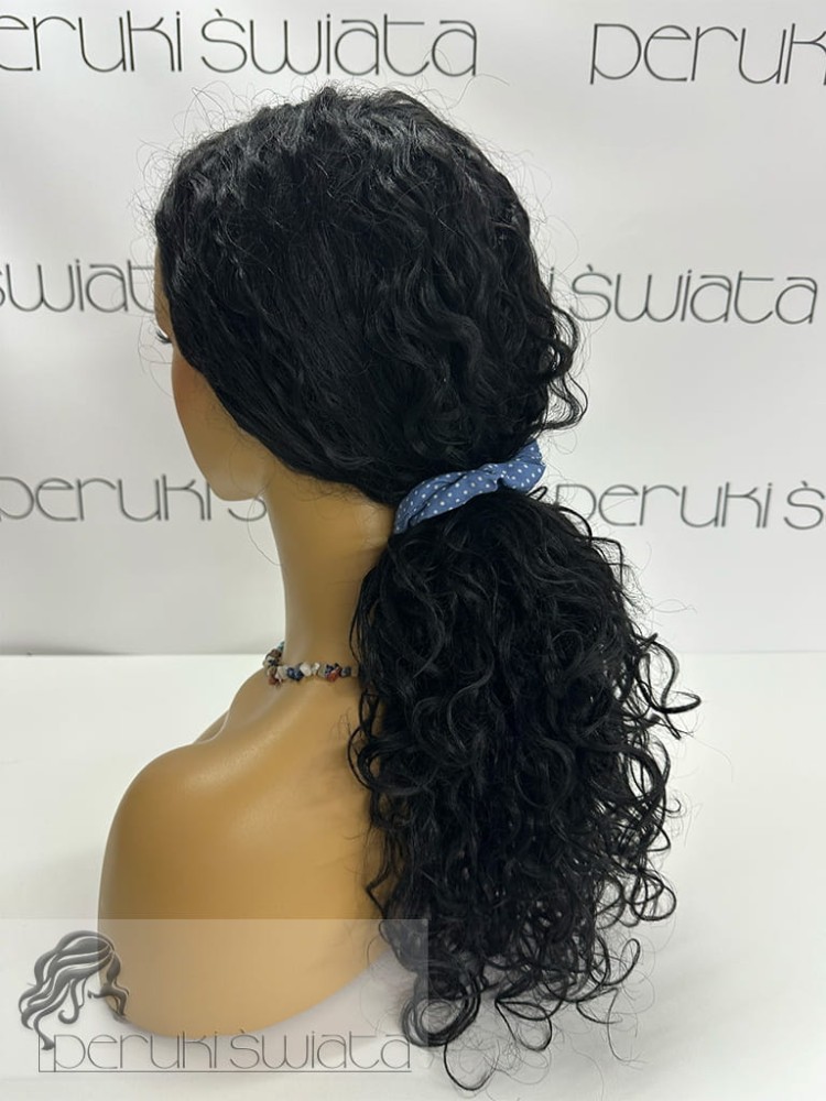 peruka long bob czarny loki