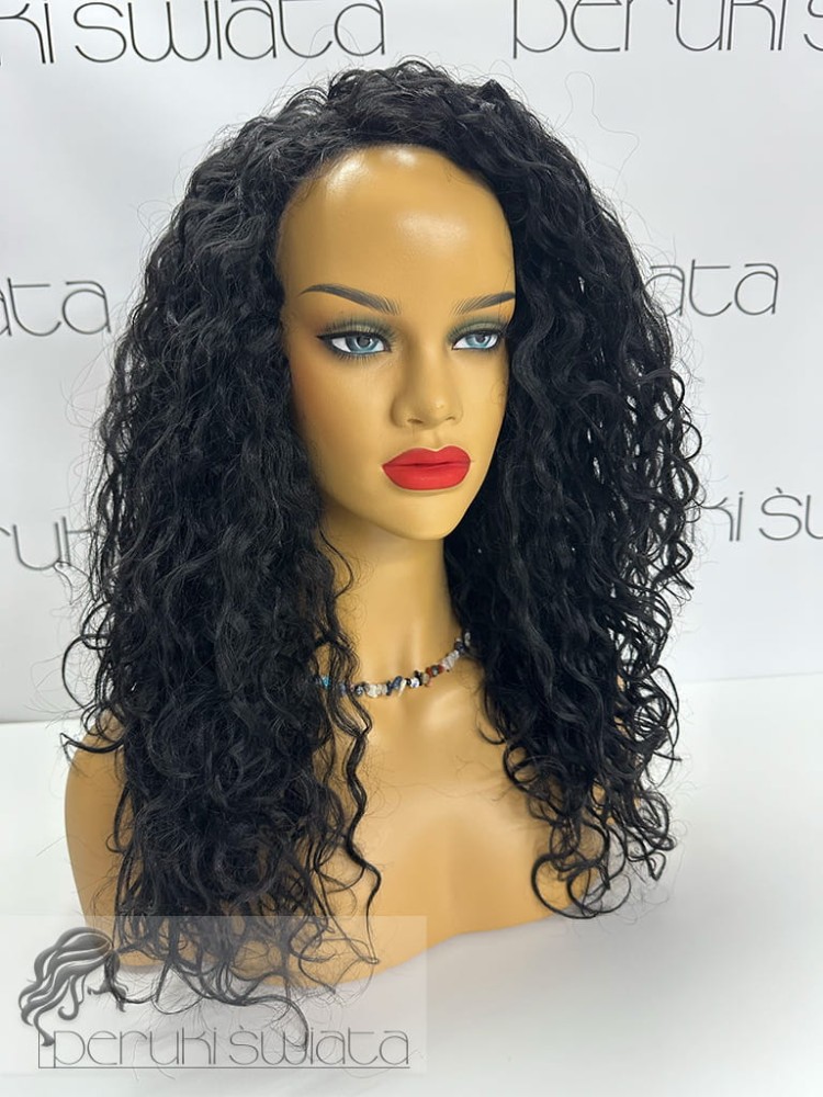 peruka long bob czarny loki