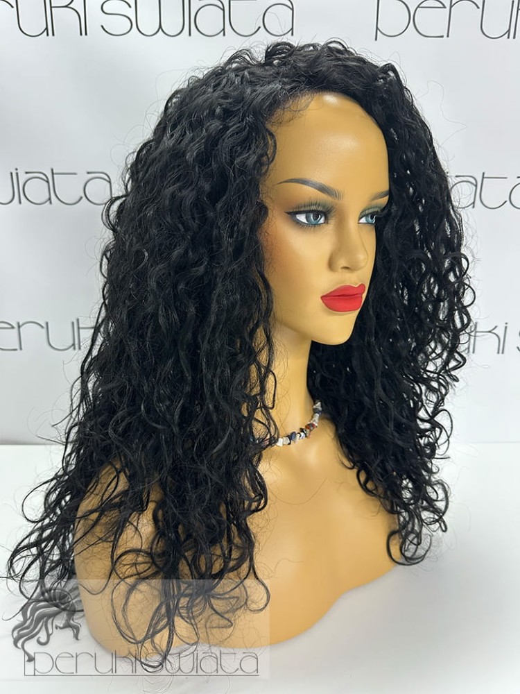 peruka long bob czarny loki