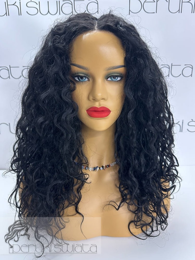 peruka long bob czarny loki