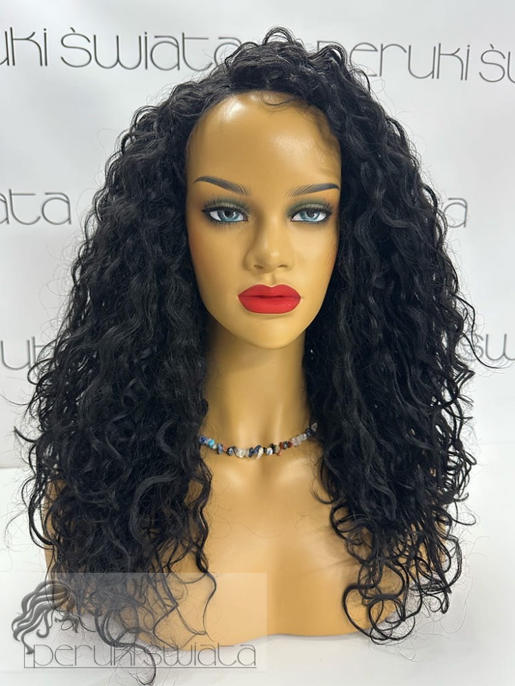 peruka long bob czarny loki