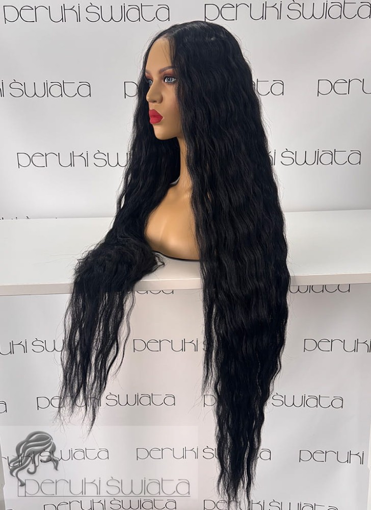 peruka długa włosy czarne fale
