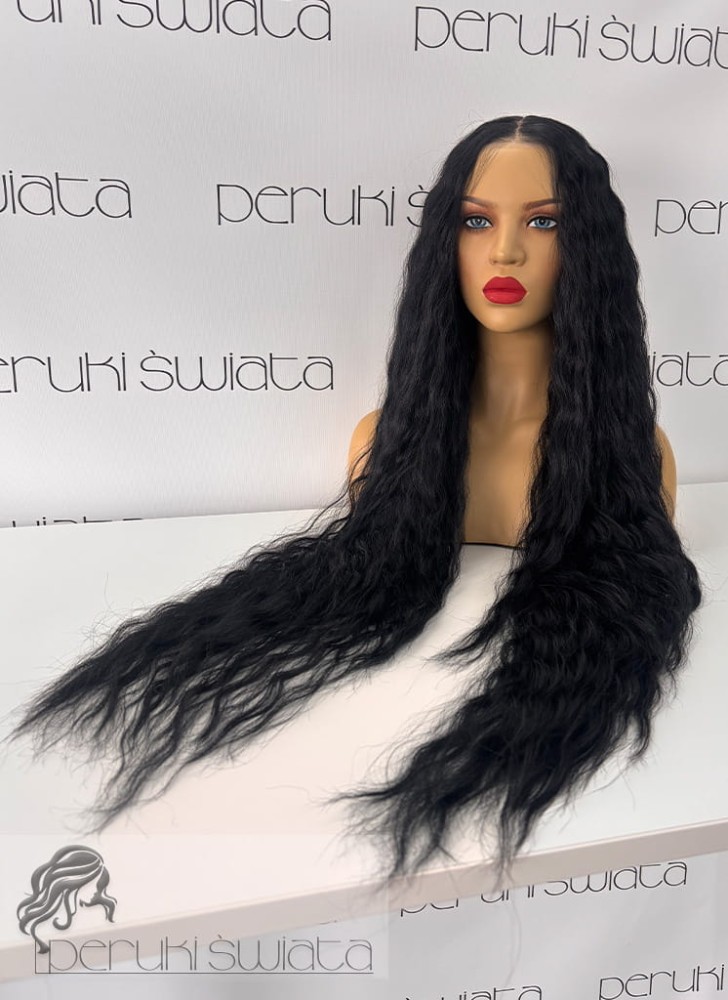peruka długa włosy czarne fale
