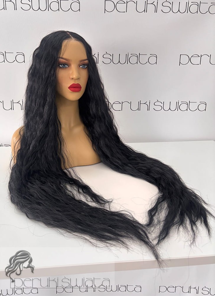 peruka długa włosy czarne fale