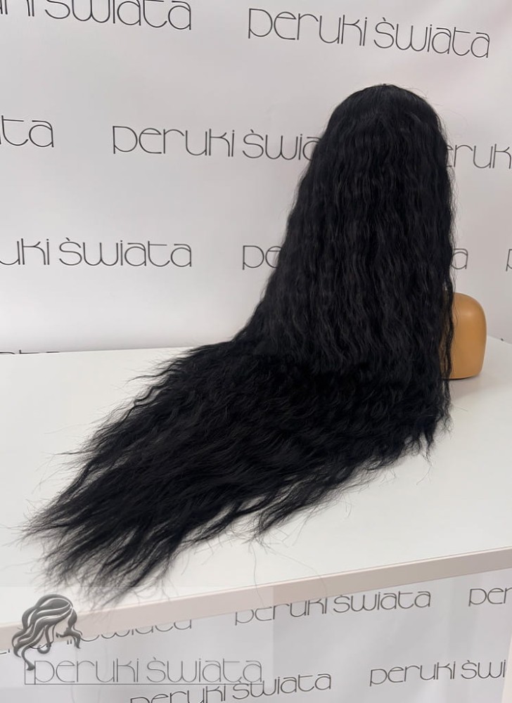 peruka długa włosy czarne fale