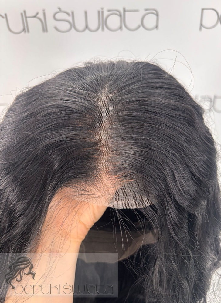 peruka długa włosy czarne fale