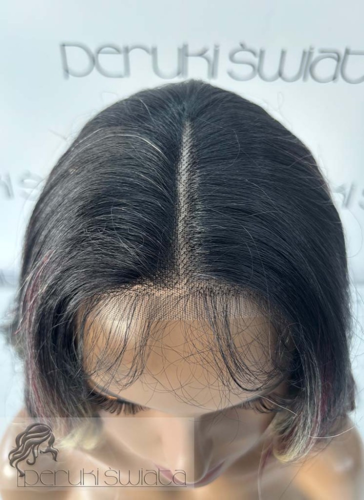 peruka długa fale burgund platyna czerń