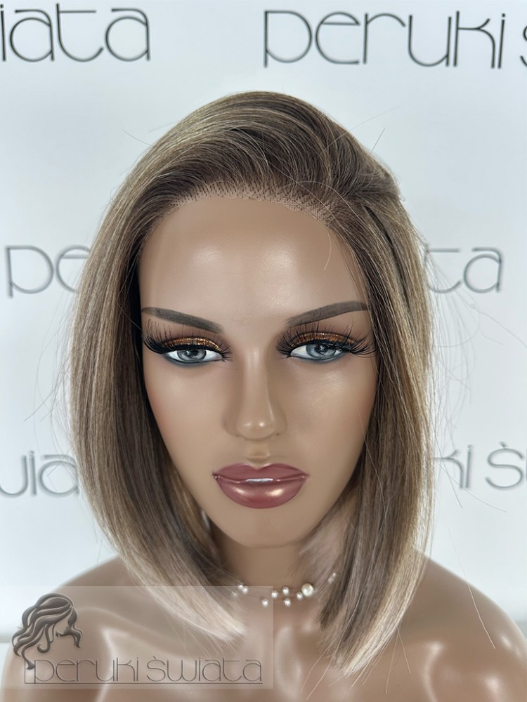 bob blond z refleksami tkany ręcznie na siatce