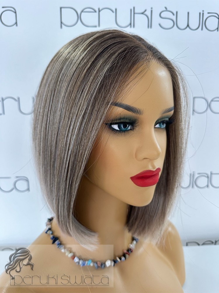 bob blond z refleksami tkany ręcznie na siatce