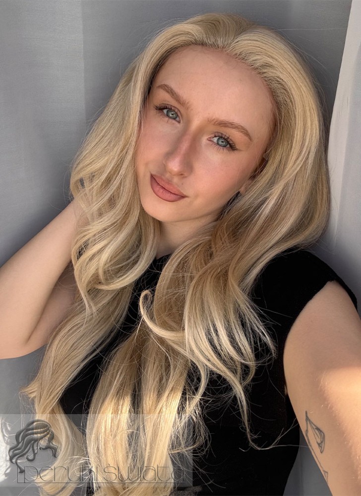 Peruka syntetyczna Simone, czepek typu: full lace, kanekalon termoplastyczny, jasny blond