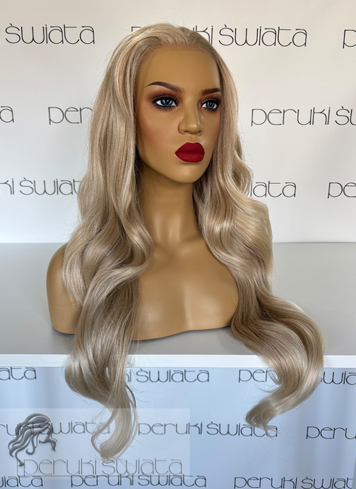 Peruka syntetyczna Simone, czepek typu: full lace, kanekalon termoplastyczny, jasny blond