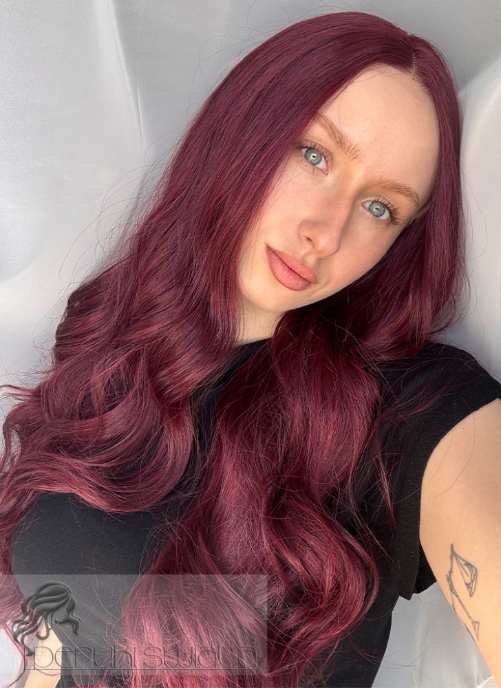 Peruka syntetyczna Martina, czepek typu: full lace, kanekalon termoplastyczny, wiśnia/burgund