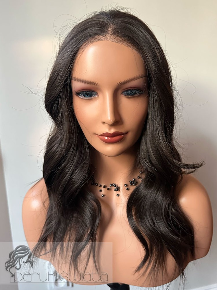 Peruka syntetyczna Kerima, czepek typu: full lace, kanekalon termoplastyczny, brąz- mleczna czekolada