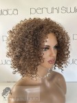 Peruka syntetyczna Adela, kanekalon, afroloki, kolor: szatyn brąz z blond refleksami 
