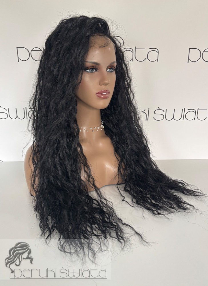 Peruka syntetyczna Asumpta, full lace front, czerń naturalna