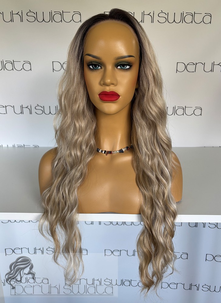 Peruka syntetyczna Nairobi, czepek typu: full lace, kanekalon termoplastyczny, mix jasnych blondów na odroście