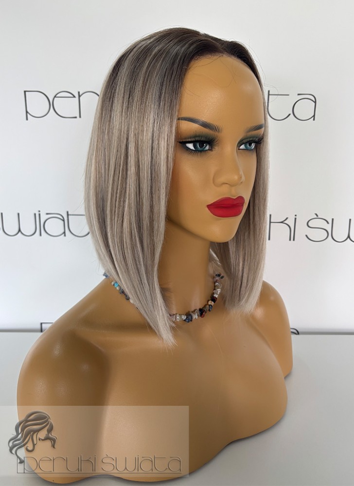 Profesjonalna peruka syntetyczna Rafaela z podwójną regulacją rozmiaru, czepek typu: full lace, kanekalon termoplastyczny, mix jasnych blondów na odroście