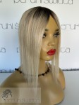 Topper hybrydowy Cornelia, włosy naturalne tkane ręcznie na siateczce, kolor: słoneczny blond na odroście ciemny blond