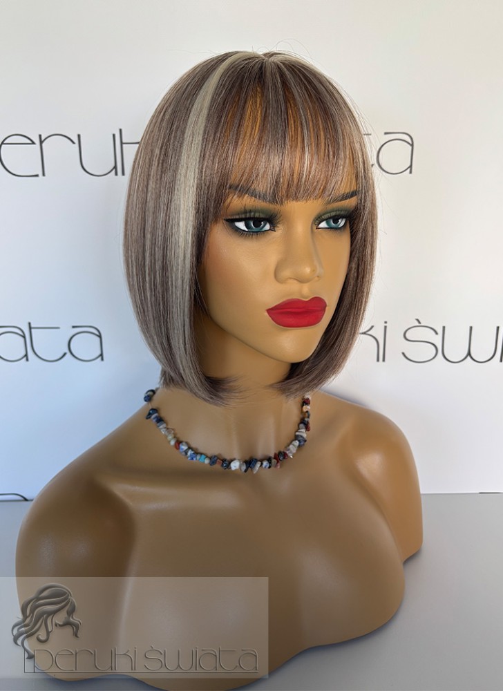 Peruka syntetyczna Diva, bob, kolor: mix biały blond z średnim, ciepłym blondem