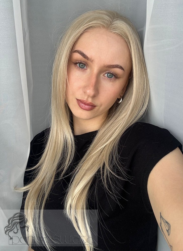 Peruka syntetyczna Priscilla, czepek typu: full lace, kanekalon termoplastyczny,  jasny, słoneczny blond