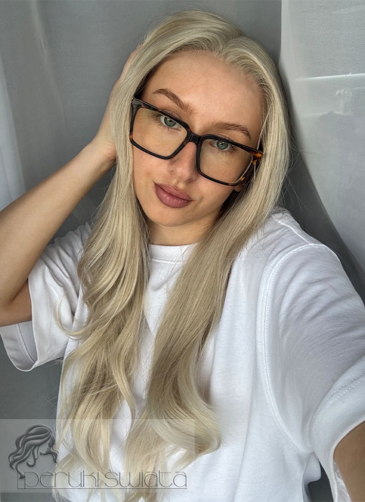 Peruka syntetyczna Cynthia, czepek typu: full lace, kanekalon termoplastyczny, jasny blond