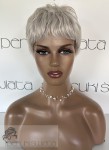 Peruka syntetyczna PREMIUM Marcella, ultra lekka, mały czepek, peruka tkana ręcznie na siateczce, kolor siwy, szary blond