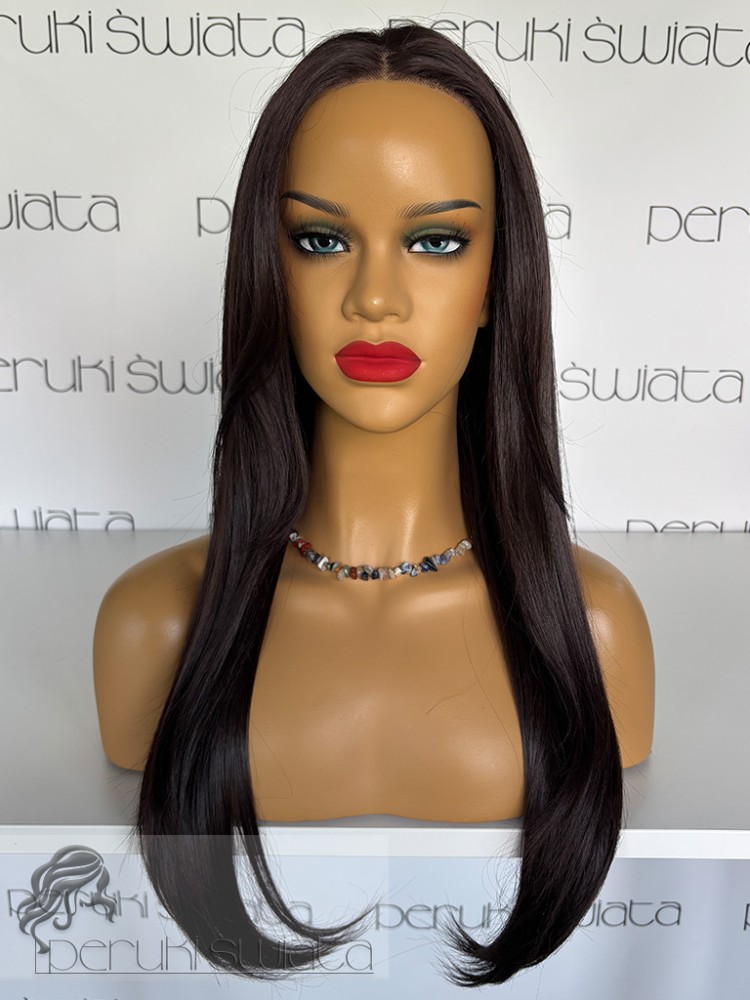Peruka syntetyczna, model Isolde, kanekalon, full lace front, kolor: brąz