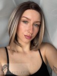 Peruka syntetyczna Erin, bob, kolor: ciemny blond z pasemkami perłowo-beżowego blondu