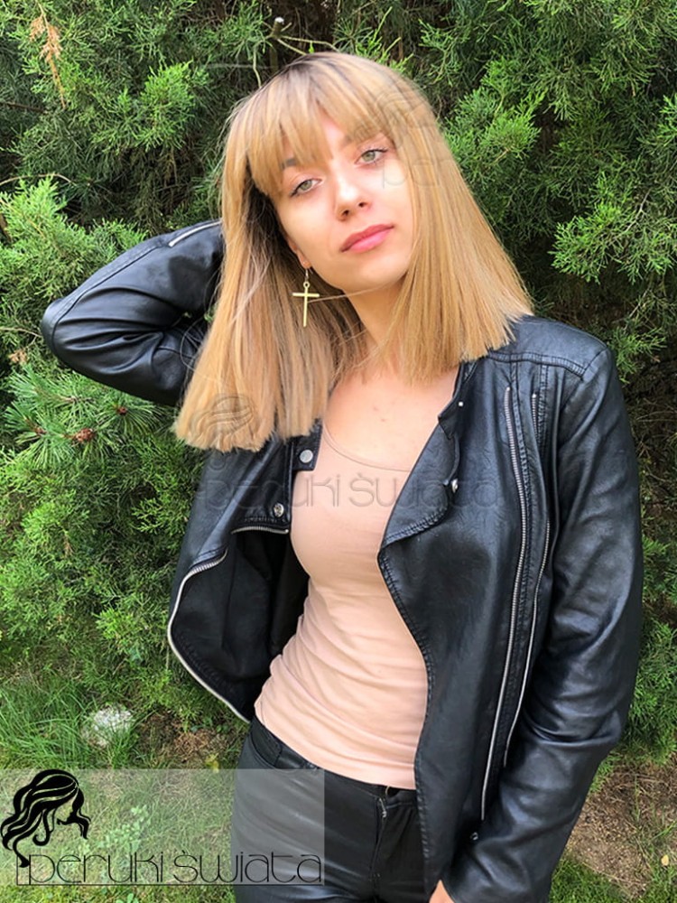 Peruka syntetyczna Hilda, long bob, mix ciepłych słowiańskich blondów na odroście