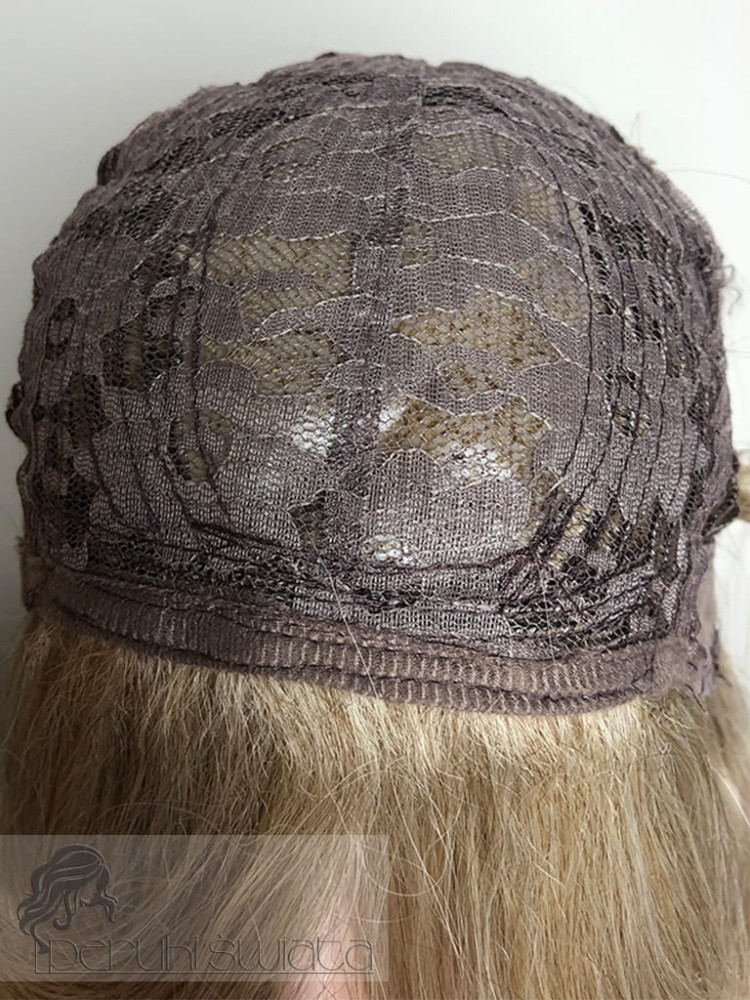 peruka syntetyczna long bob z grzywką blond włosy proste