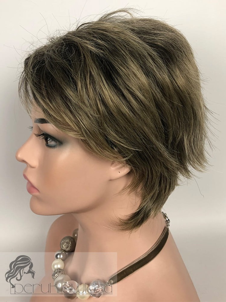 krótka peruka syntetyczna typu pazurki blond na odroście