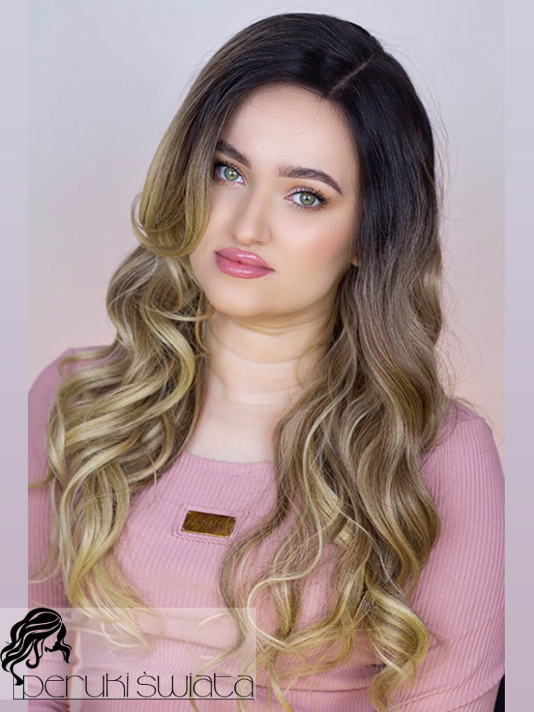 Peruka syntetyczna Yvonne, loki, ombre 